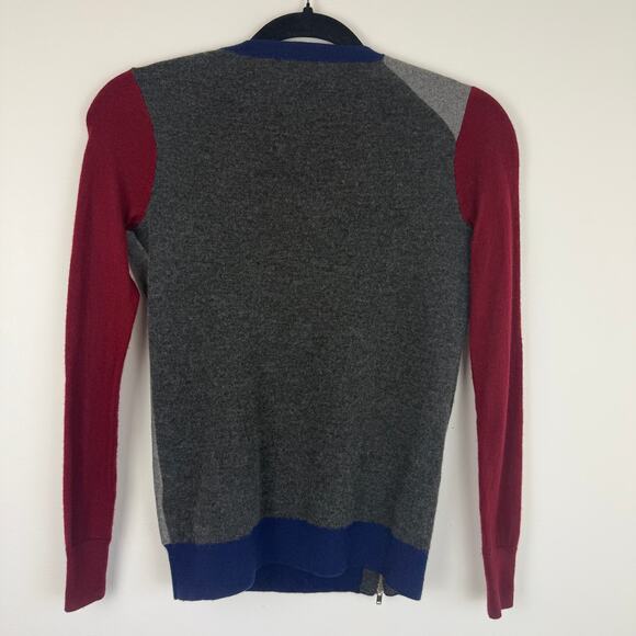 J.Crew Womens Asymmetrical Side Zip Wool Blend Color Block Grey/Red Sweater XXS - Picture 2 of 10